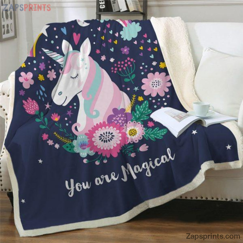 You Are My Magical Unicorn Floral Blanket