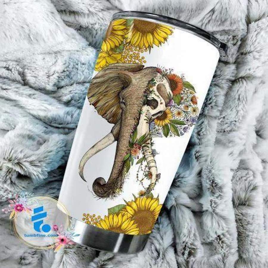 Floral Elephant Skull All-Over Print Insulated Stainless Steel Tumblers Cup Thl01