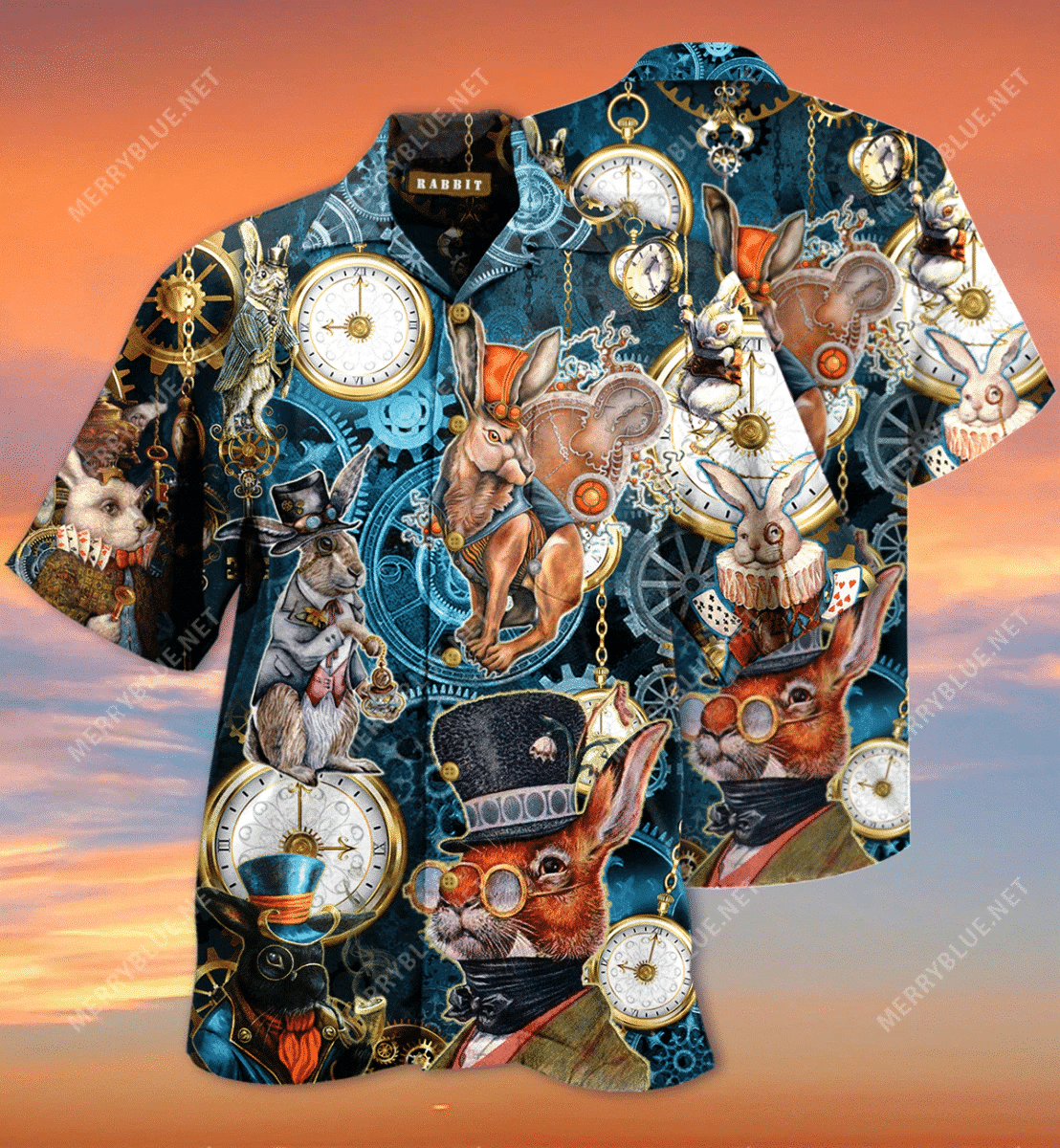 Beach Shirt Order Steampunk Bunny Short Sleeve Hawaiian Shirt