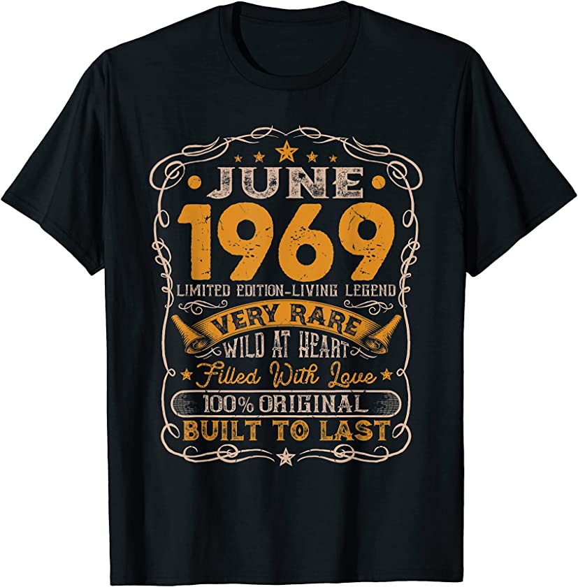 Vintage June 1969 Distressed 52 Years Old 52nd Birthday T-Shirt