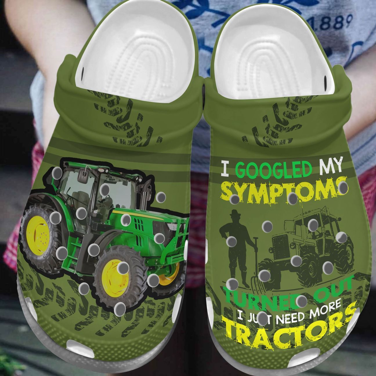 Tractor Personalized Clog, Custom Name, Text, Color, Number Fashion Style For Women, Men, Kid, Print 3D My Syptoms