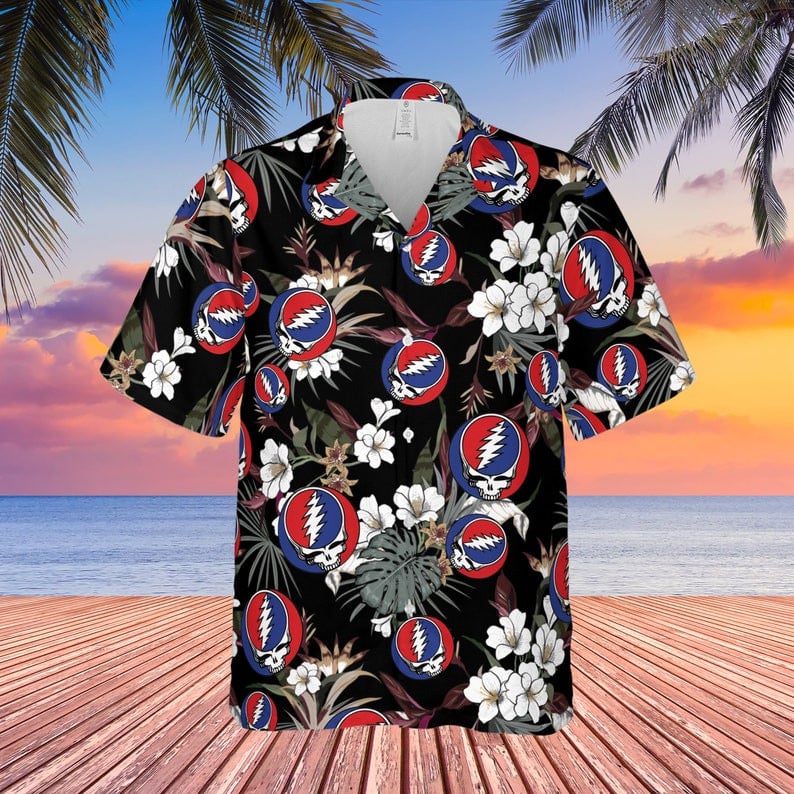 Grateful Dead Rock Band Logo Tropical Forest All Over Print Hawaii Shirt Black Ha31920