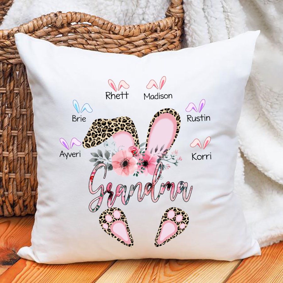 Grandma Bunny Flower Easter Indoor Pillow