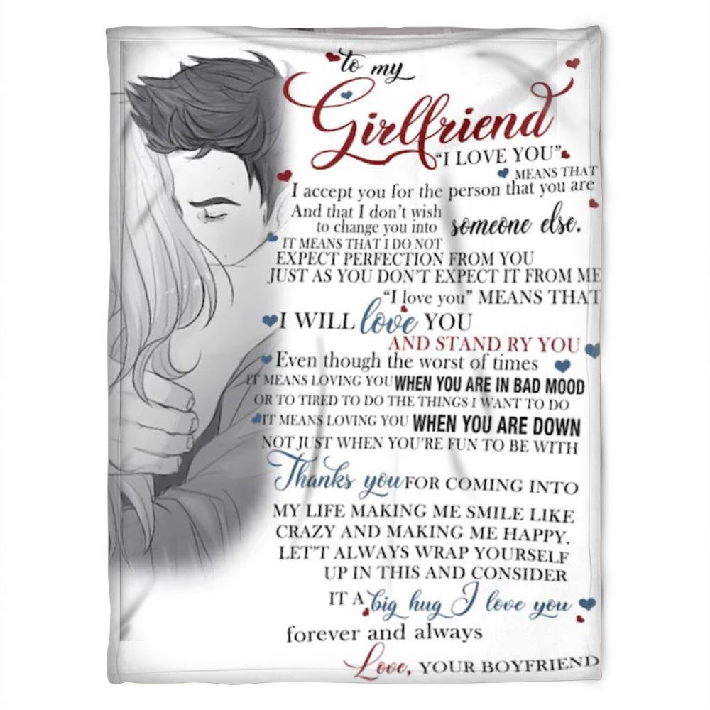 To My Girlfriend Blanket. I Will Love You And Stand Ry You. Gift For Girlfriend From Boyfriend Home Decor Bedding Couch Sofa Soft And Comfy Cozy