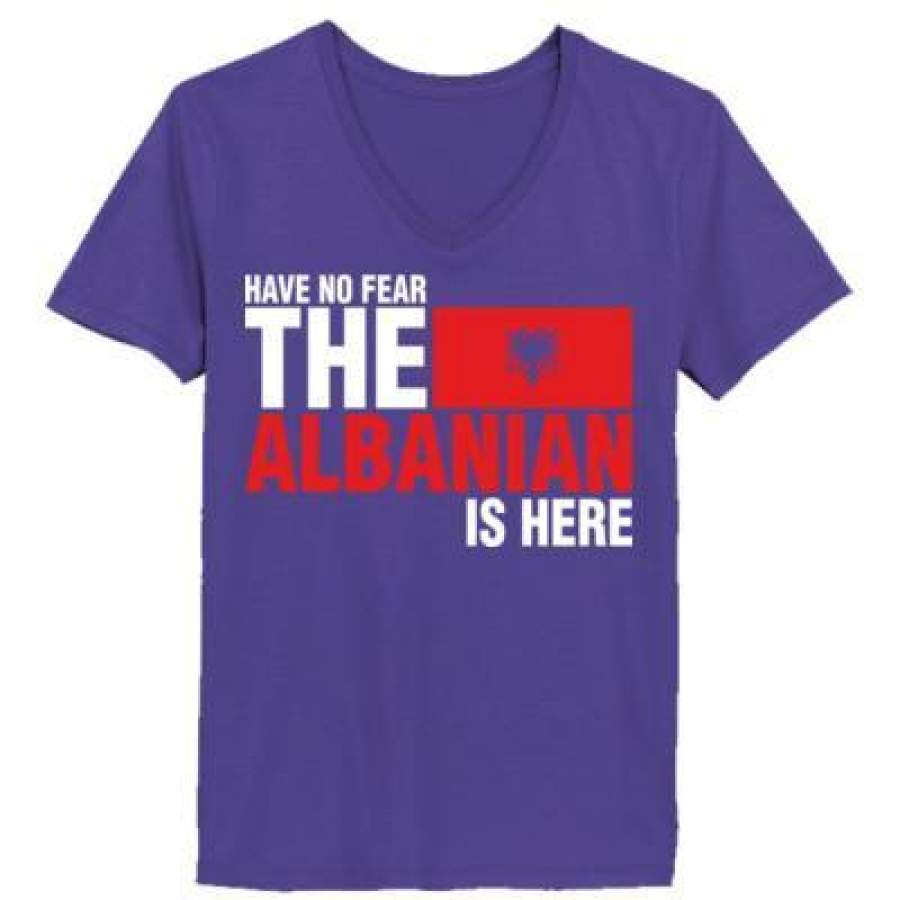 AGR Have No Fear The Albanian Is Here – Ladies’ V-Neck T-Shirt