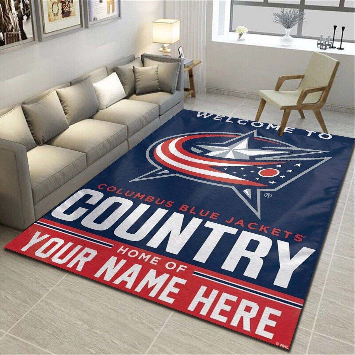 Columbus Blue Jackets Personalized Area Rugs, Living Room Bedroom Carpet, Customized Fan Cave Floor Mat