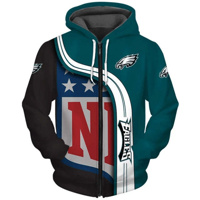 Philadelphia Eagles Curved Stripes 15 Unisex 3D Hoodie Gift For Fans