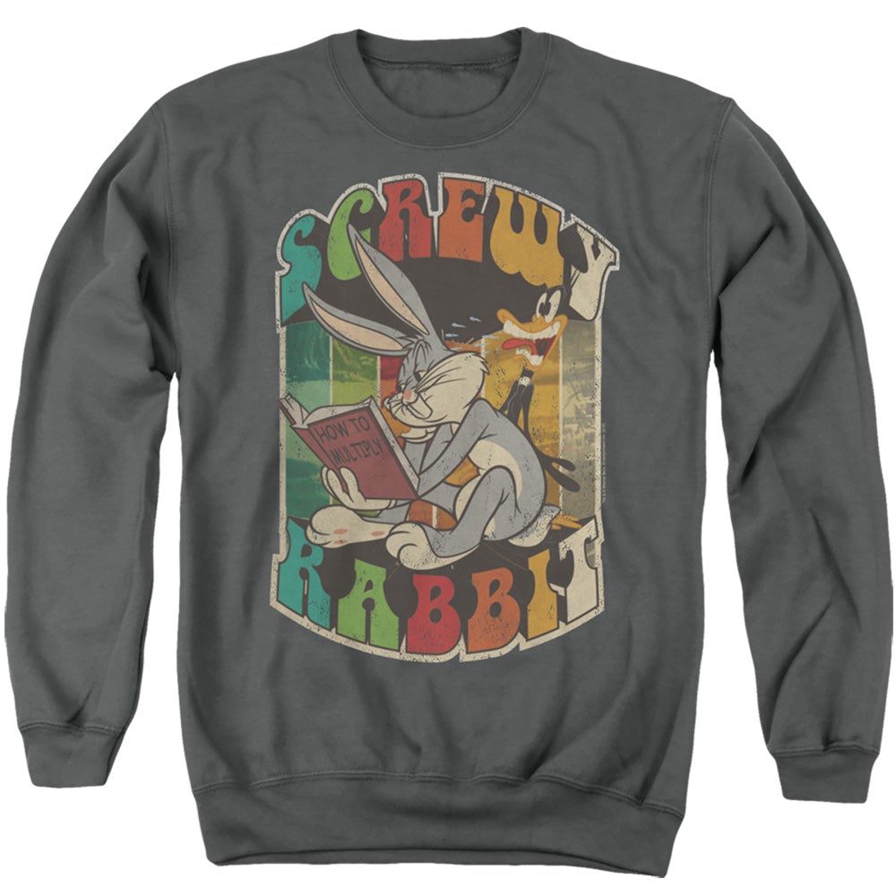 Looney Tunes Screwy Rabbit Mens Crewneck Sweatshirt Charcoal