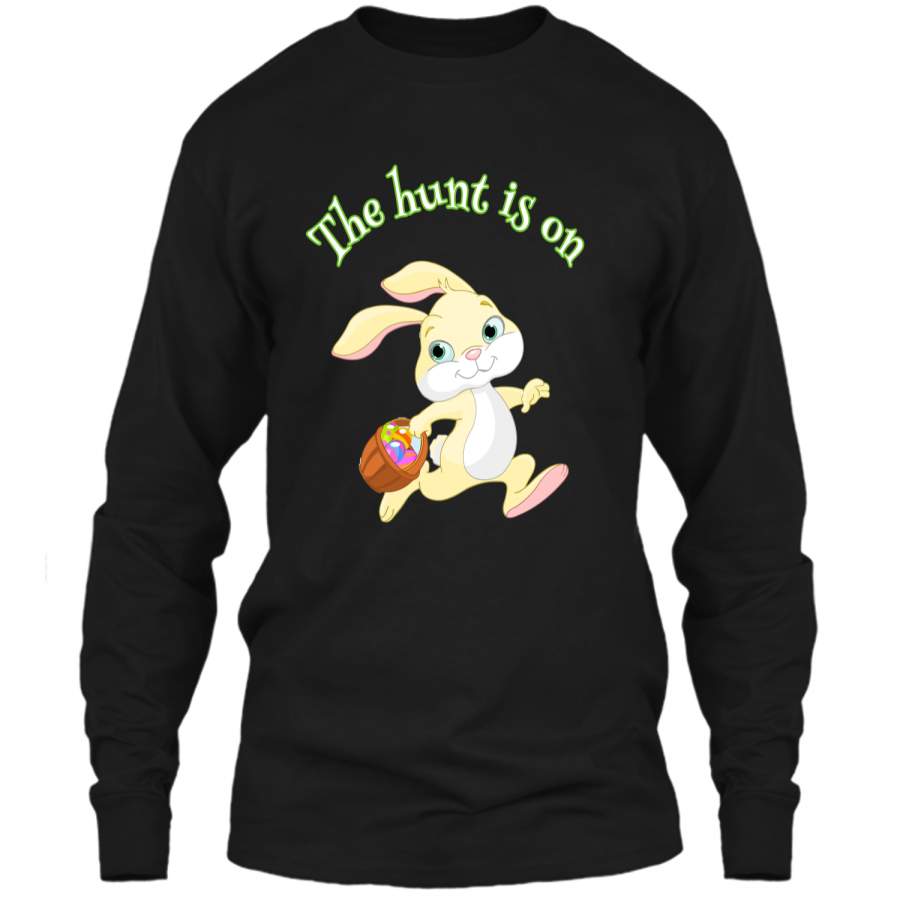 Boy Easter Shirt Egg Hunt The hunt is on Easter Bunny Shirt LS Ultra Cotton Tshirt