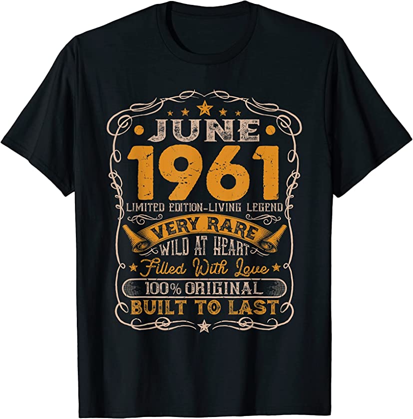 Vintage June 1961 Distressed 60 Years Old 60th Birthday T-Shirt