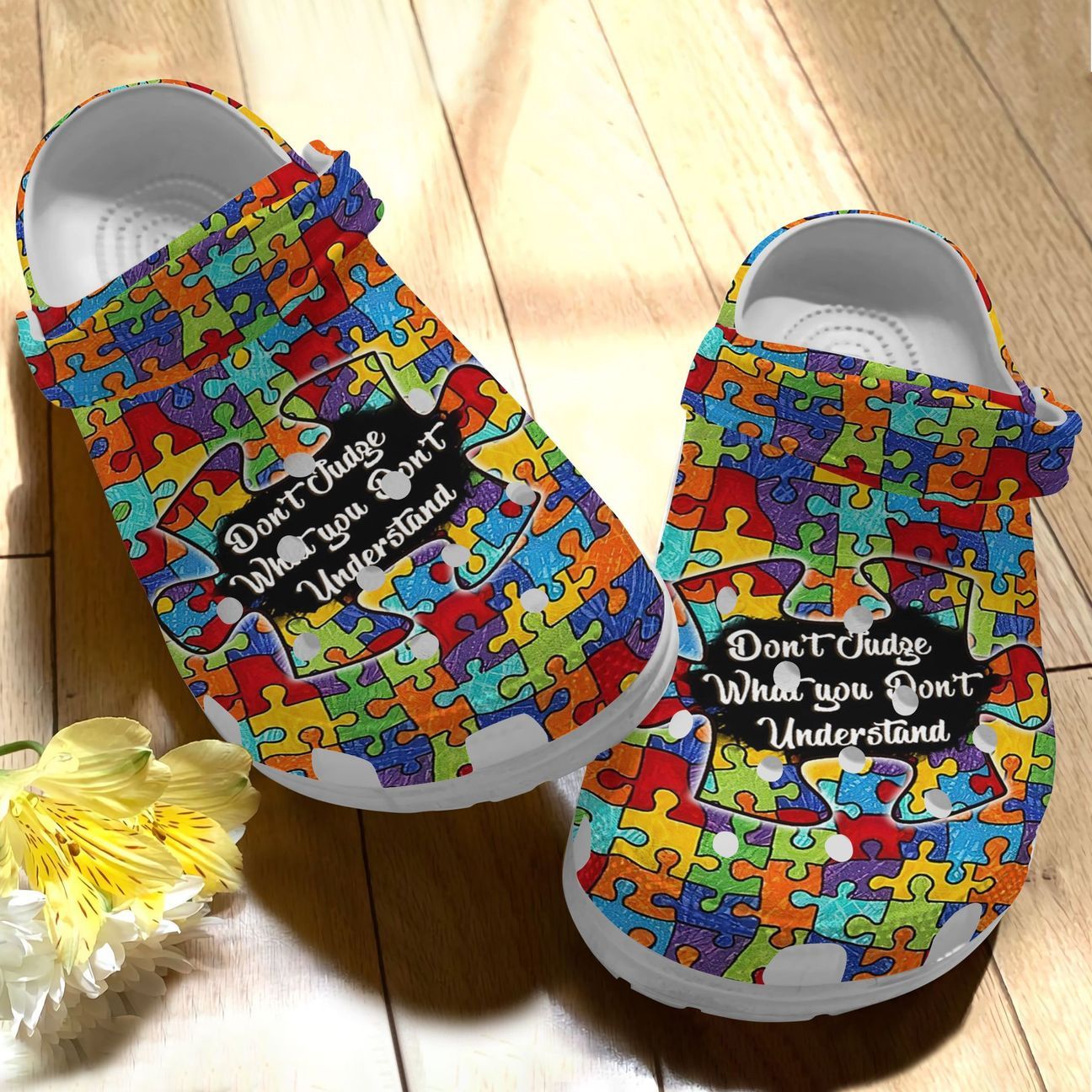 Autism Personalize Clog, Custom Name, Text, Fashion Style For Women, Men, Kid, Print 3D Don’T Judge What You Don’T Understand