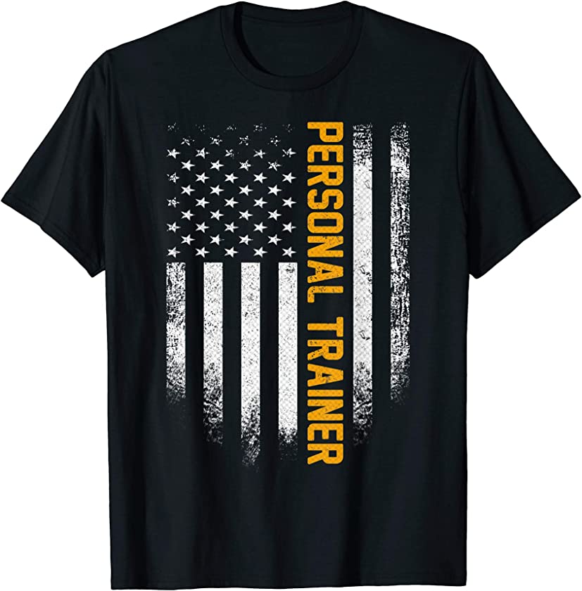 Vintage USA Personal Trainer American Flag Patriotic Funny T-Shirt