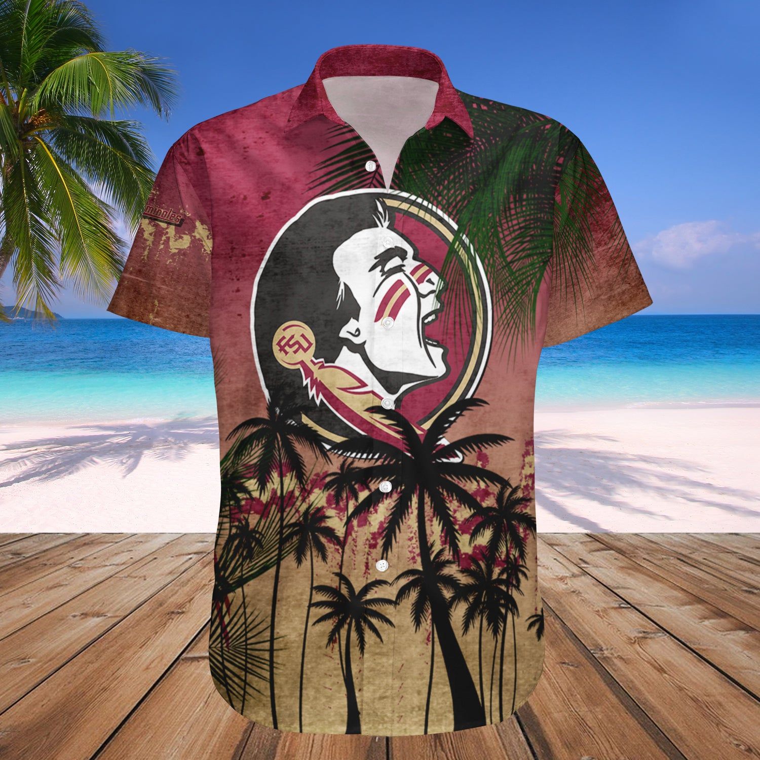 Florida State Seminoles Hawaii Shirt Coconut Tree Tropical Grunge – NCCA