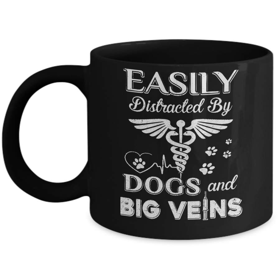 Easily Distracted By Dogs And Big Veins Nurse Puppy Mug