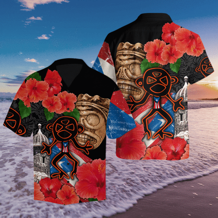 Puerto Rico Sol Taino With Maga Flower Hawaii Summer Beach Shirt Ha64575