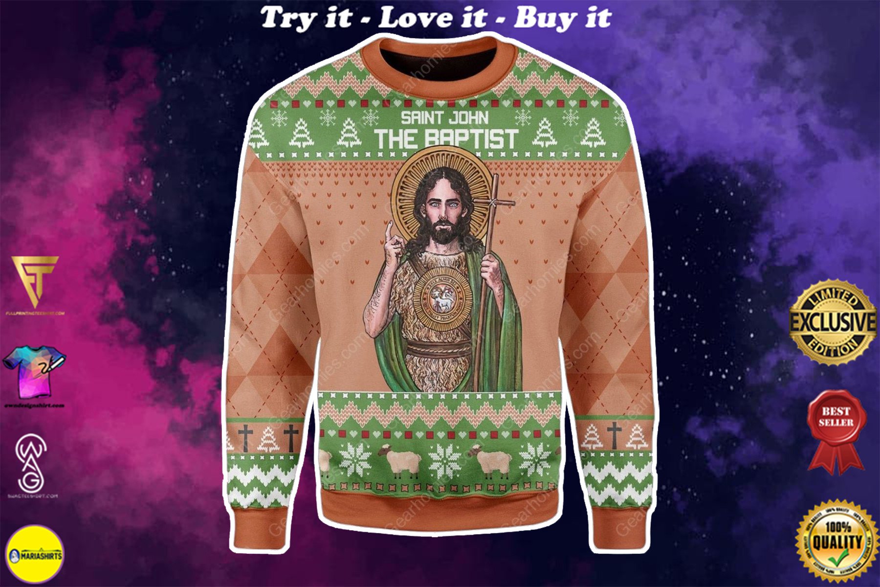 [High Quality] Saint John The Baptist All Over Printed Ugly Christmas Sweater