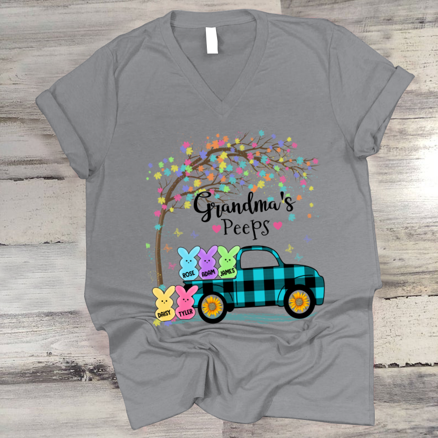 Personalized Grandma Peeps Easter V-Neck