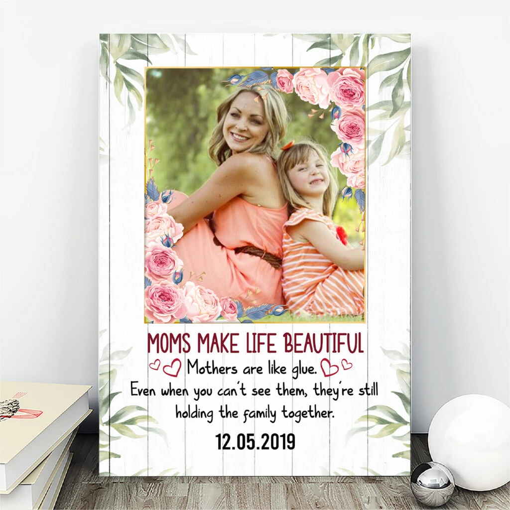 [Personalized Photo & Date] Mom & Daughters – Gift For Mom For Mother’S Day, Best Idea For Home Decor For Family – Matte Canvas Premium Wall Art Canvas