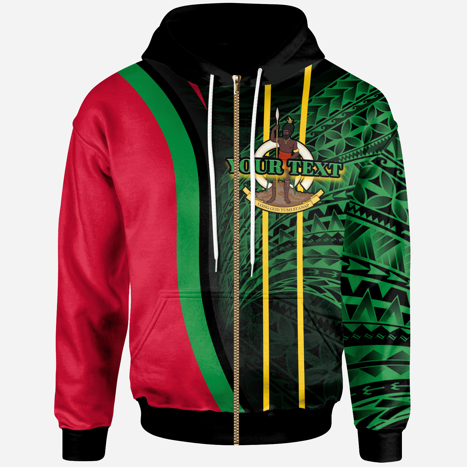 Vanuatu Zip Hoodie – Custom Polynesian Special Style – BN01