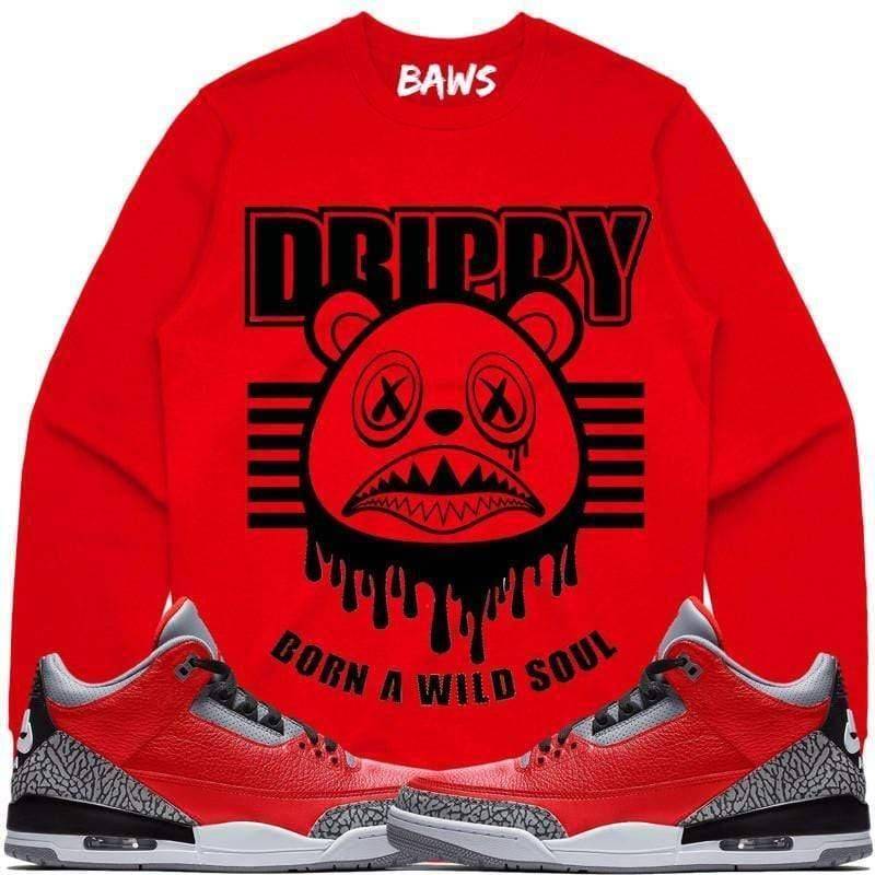 Jordan Retro 3 Red Cement Elephant Drippy Baws Sneaker Sweatshirt