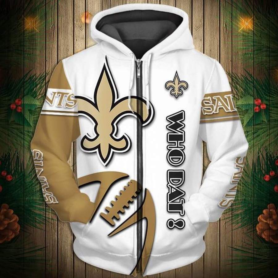 New Orleans Saints Zigzag Casual 3D Zipper Hoodie