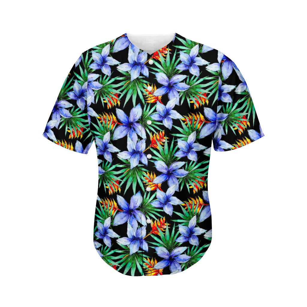 Blue Hawaii Wildflowers Pattern Print Baseball Jersey Ha34774