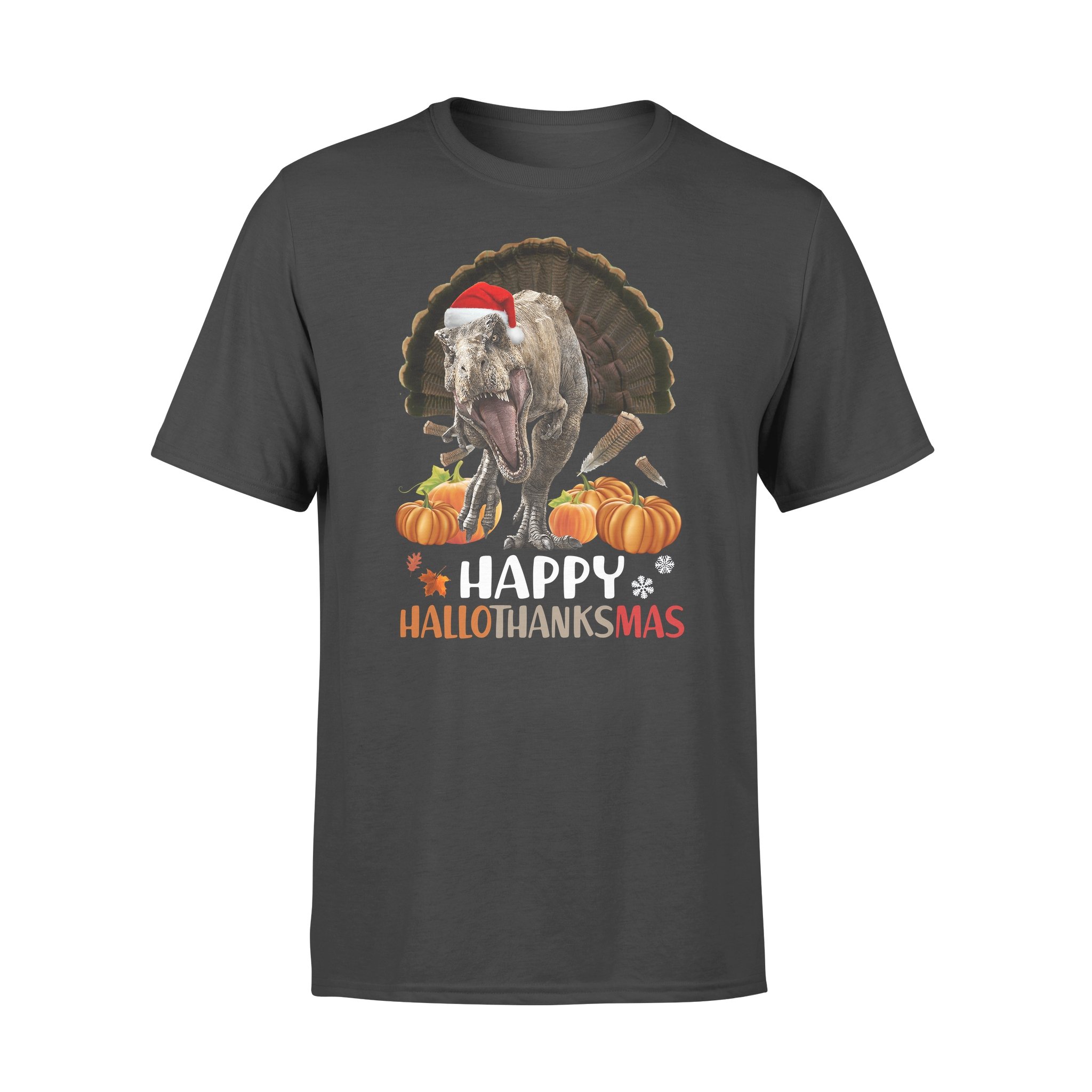 Awesome Family Gift For Dinosaur Lovers –  T-rex & Pumpkin – Happy Hallothanksmas T-shirt