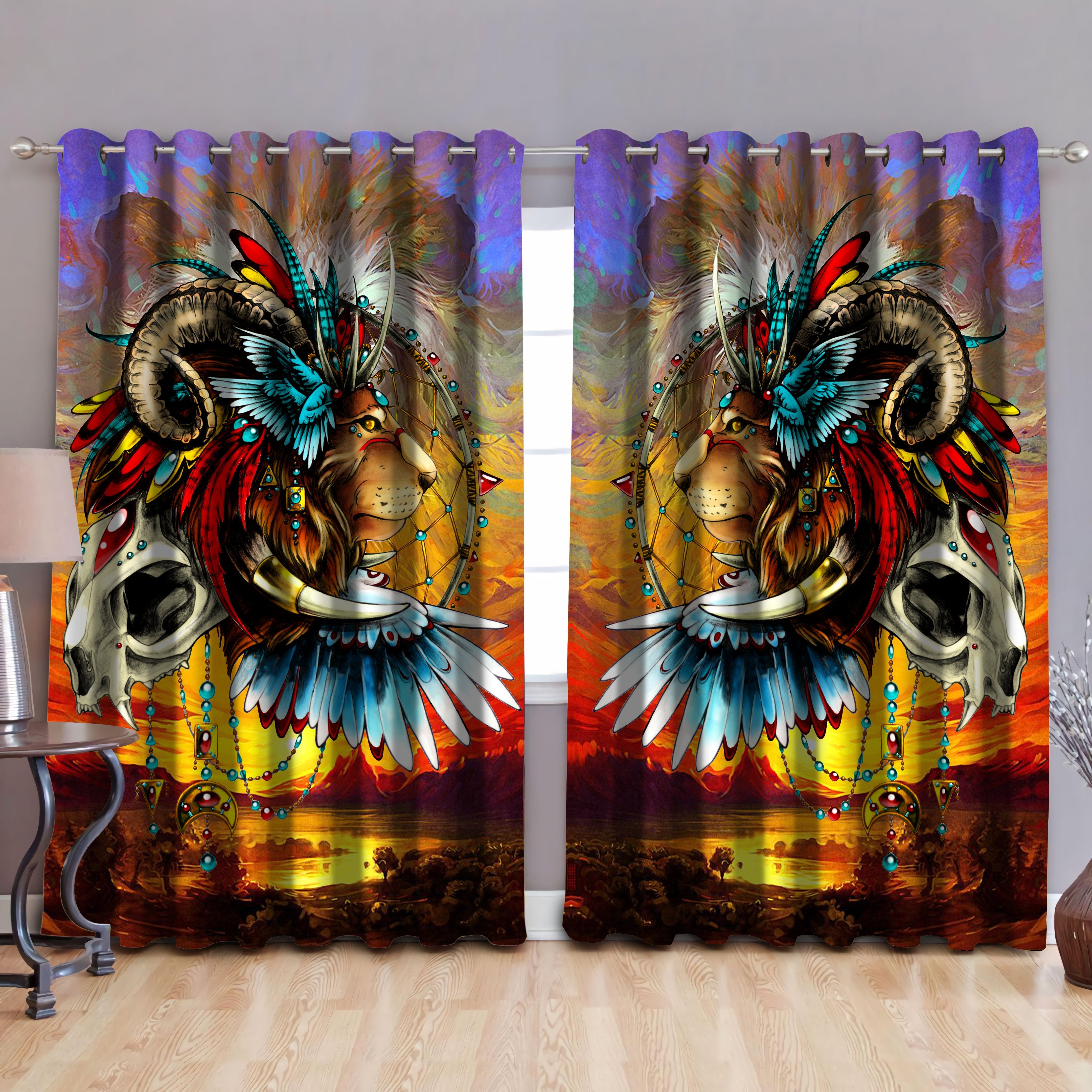 Tmarc Tee Beautiful Native Lion Curtains Hac220807-Mei