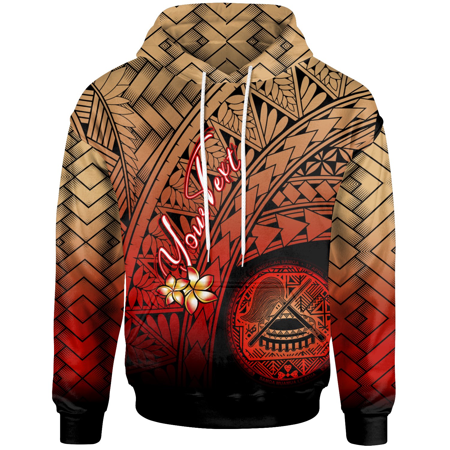 American Samoa Polynesian Custom Personalised Hoodie – Plumeria Tattoo Tribal – BN12