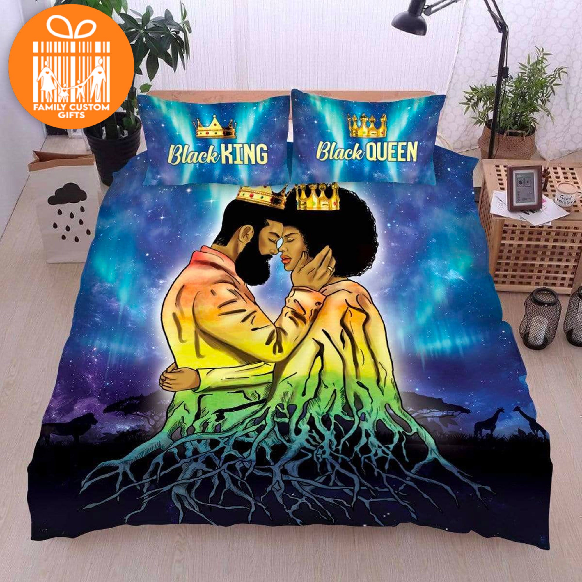 Custom Quilt Sets For Teens Adult African Black King And Queen Root Personalized Quilt Bedding For Couple