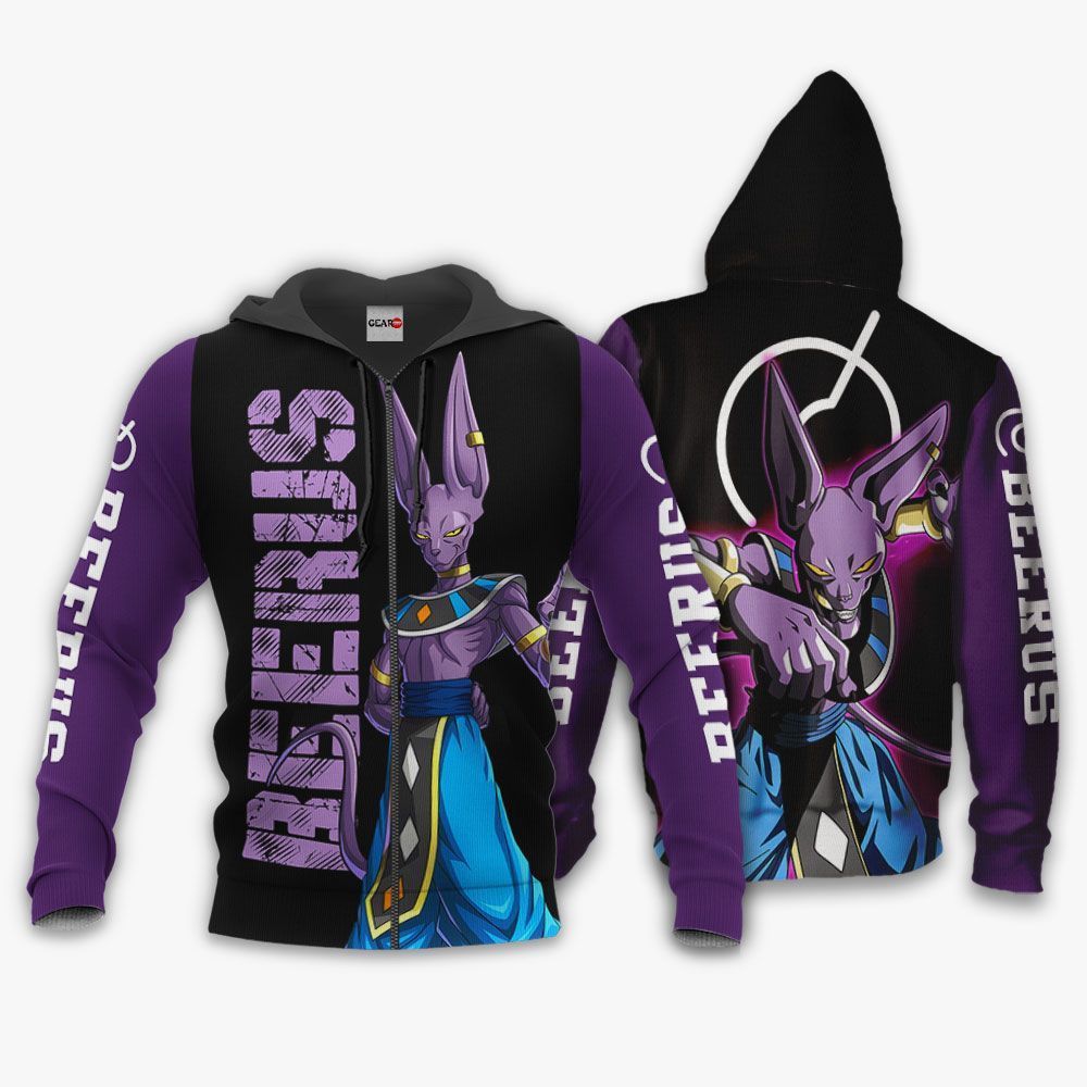 Beerus Hoodie Shirt Dragon Ball Anime Zip Jacket