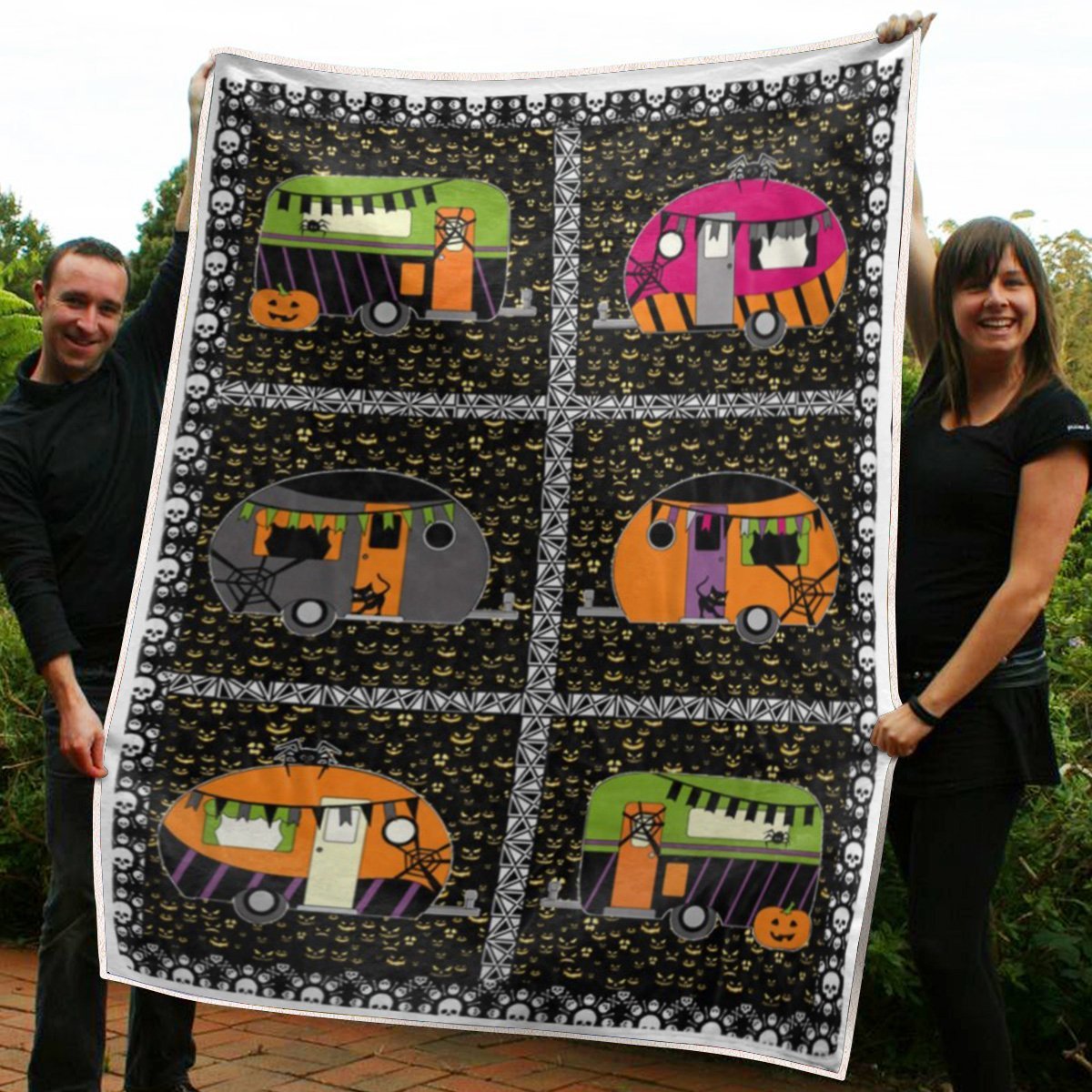 Camping Halloween Car Fleece Blanket – Quilt Blanket