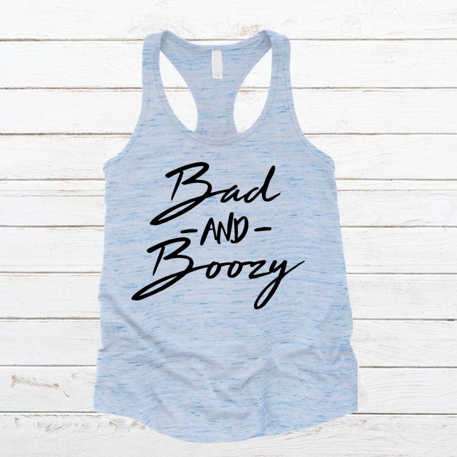 Bad and Boozy Premium Marble Racerback Tank