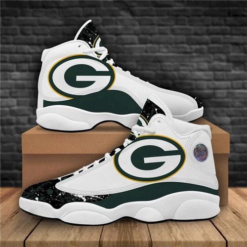 Women Green Bay Packers Air Jordan 13 High Top Leather Sneakers 001