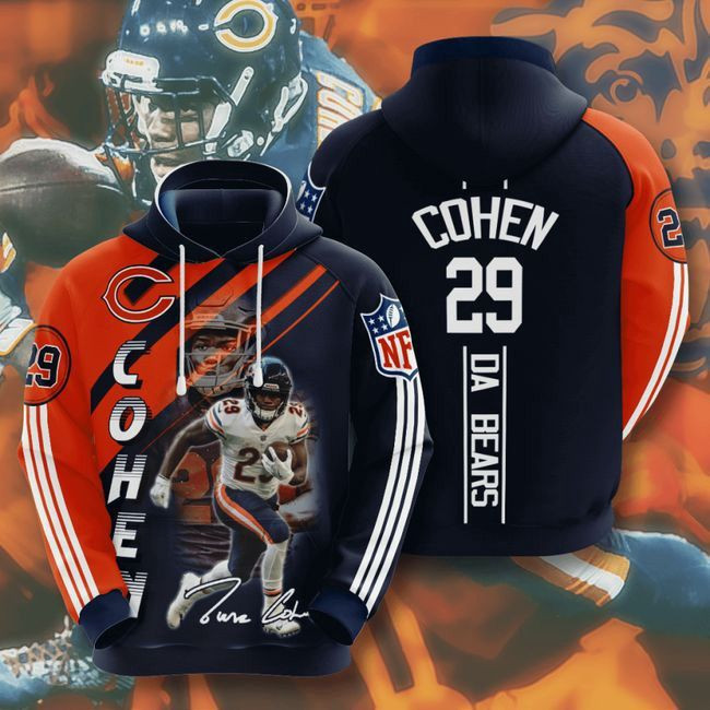 Chicago Bears 29 Tarik Cohen 83 Unisex 3D Hoodie Gift For Fans