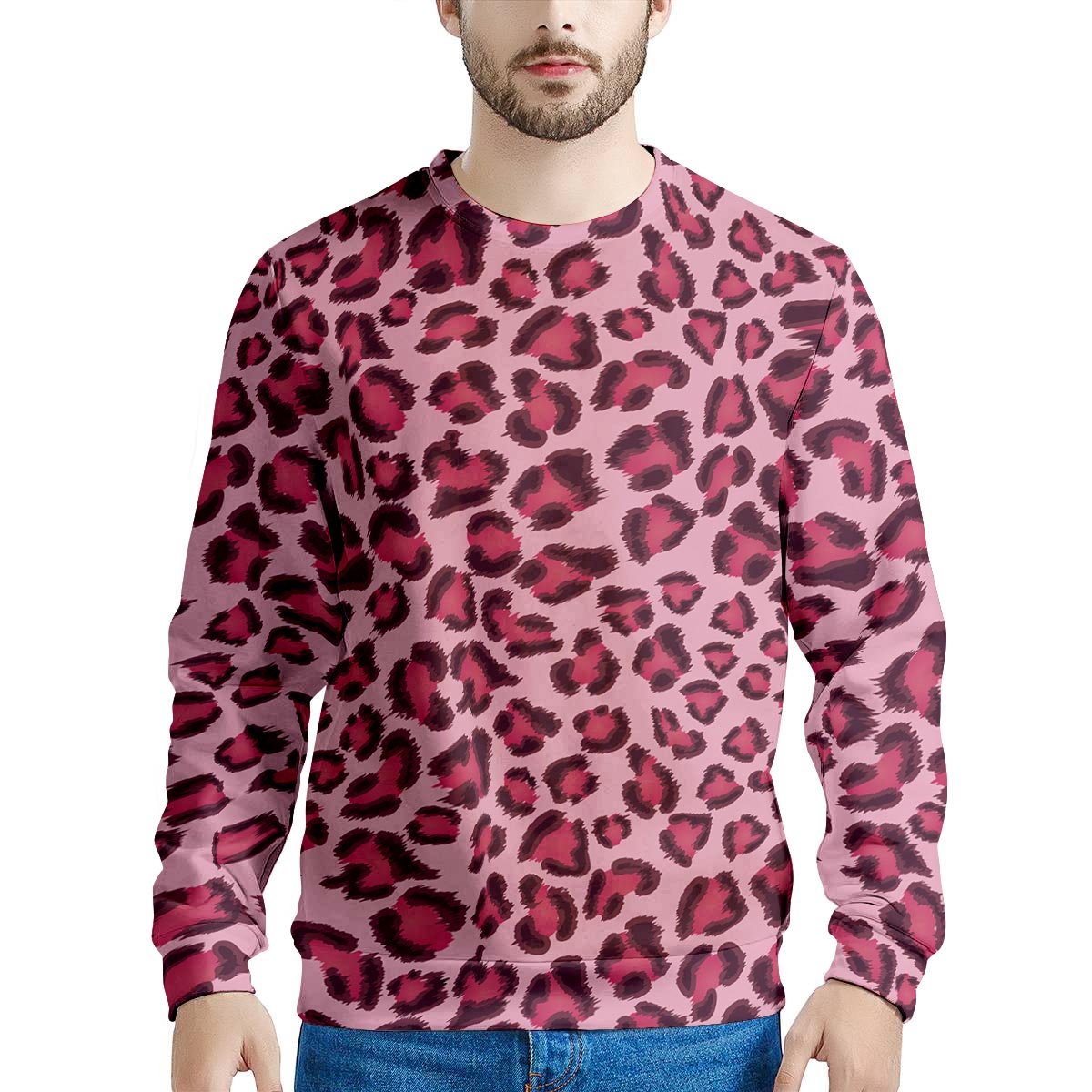 Pink Leopard Print Men’S Sweatshirt