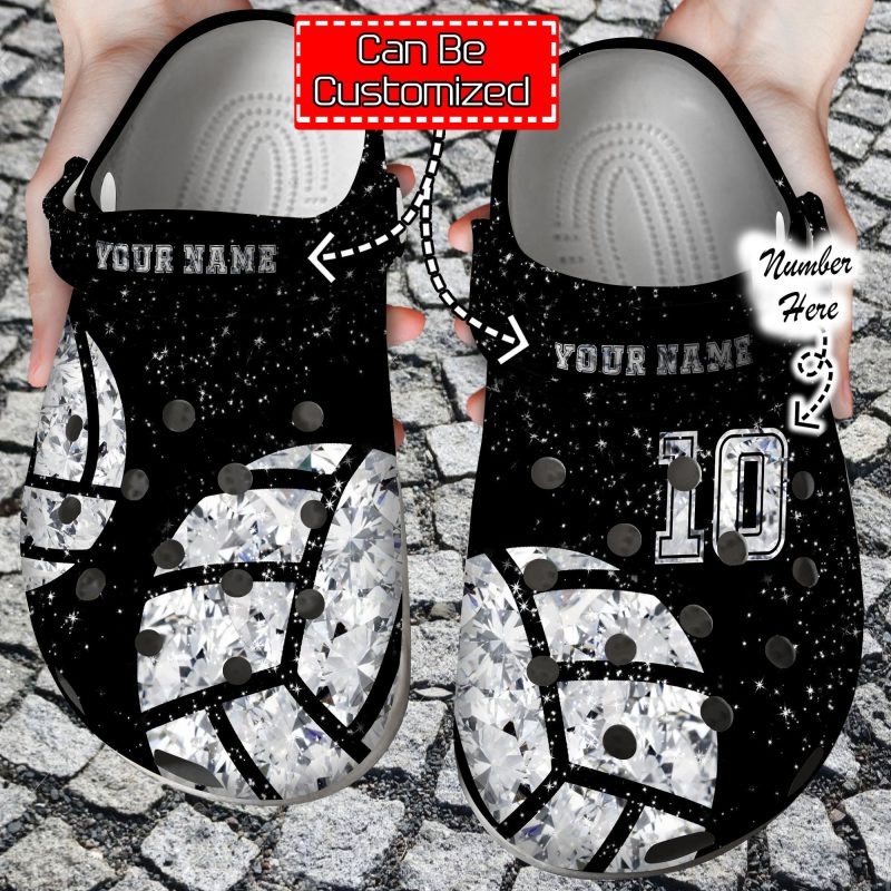 Custom Personalized Volleyball Diamond Clog Shoes