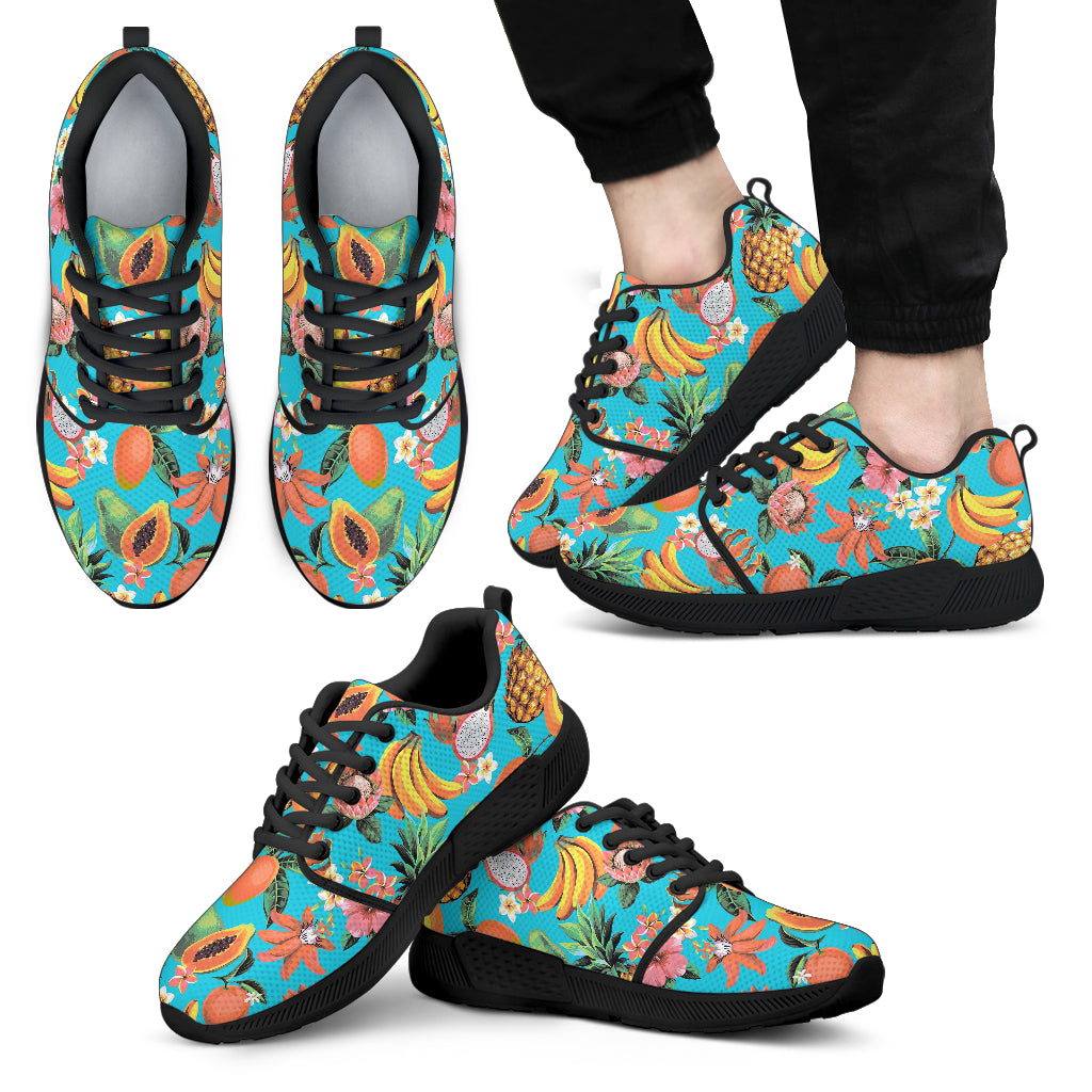 Vintage Tropical Fruits Pattern Print Men’S Athletic Shoes