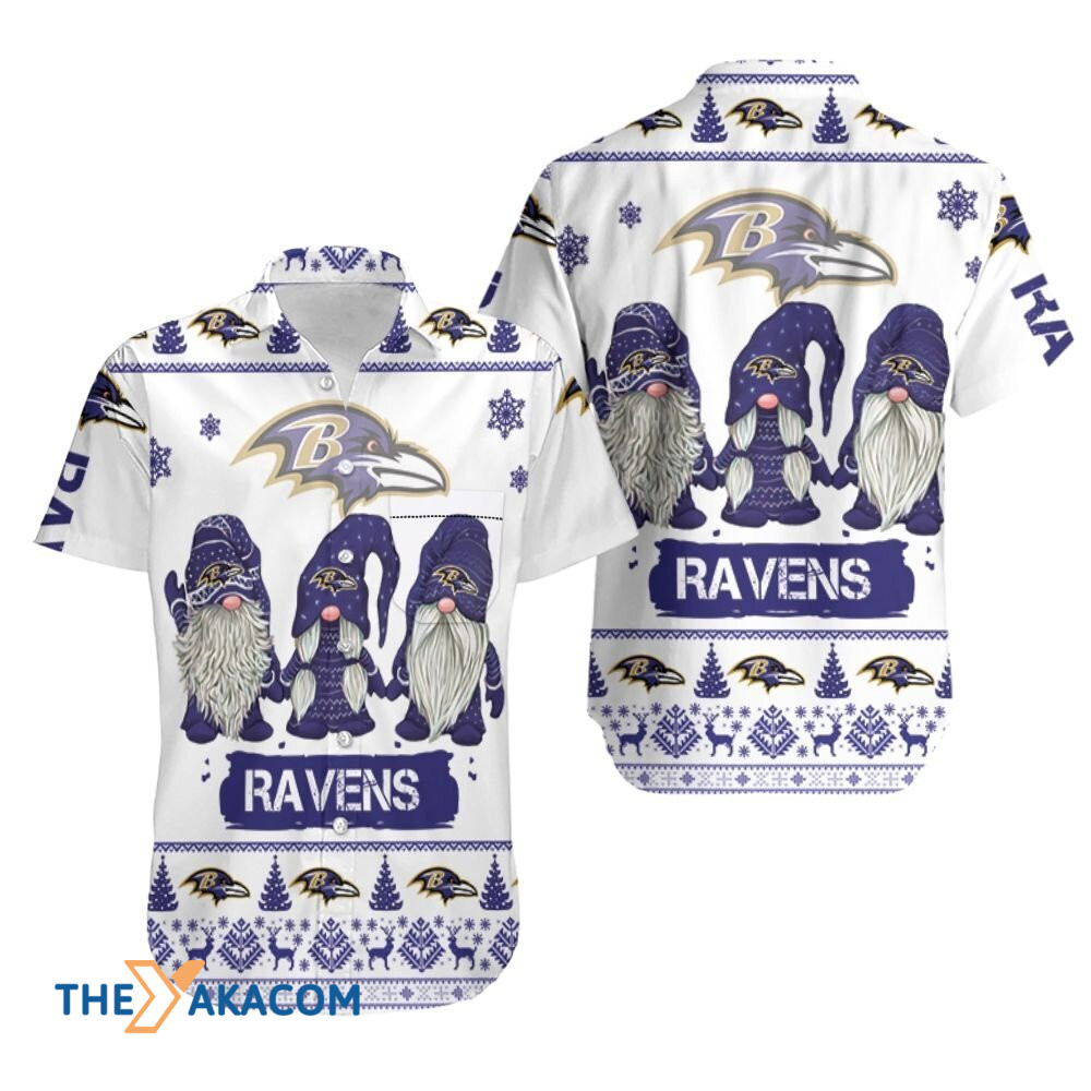 Baltimore Ravens Christmas Gnomes Great Nfl Gift Short Sleeve Hawaii Shirt Ha53524