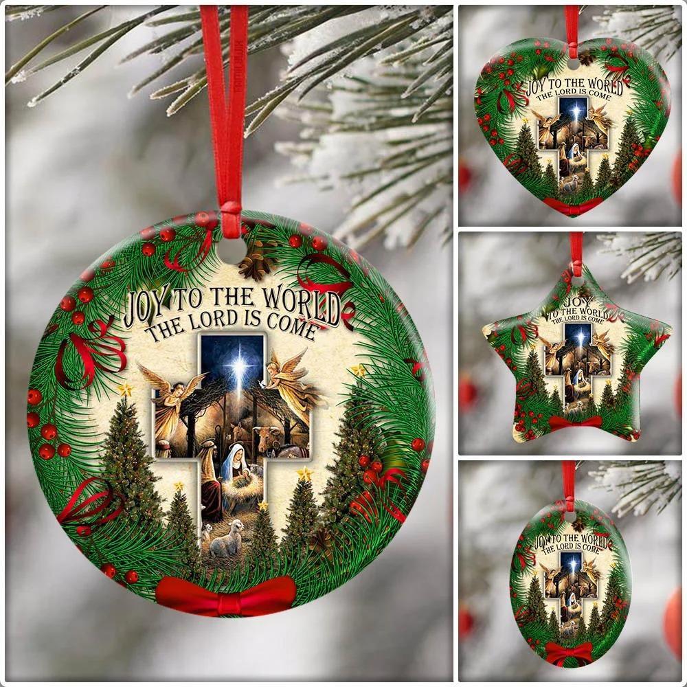 Joy To The World The Lord Is Come Ceramic Ornament Christmas Home Decor