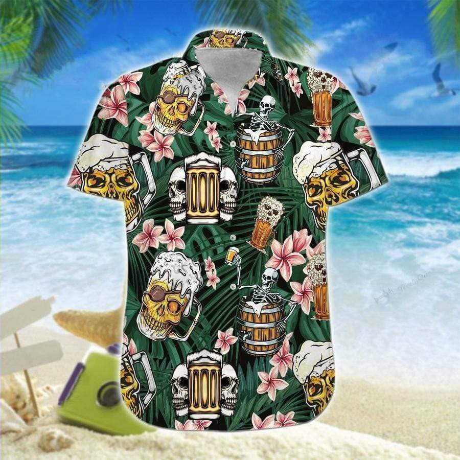 Hawaii Aloha Shirt Made In Skull Beer Summer Ha107122