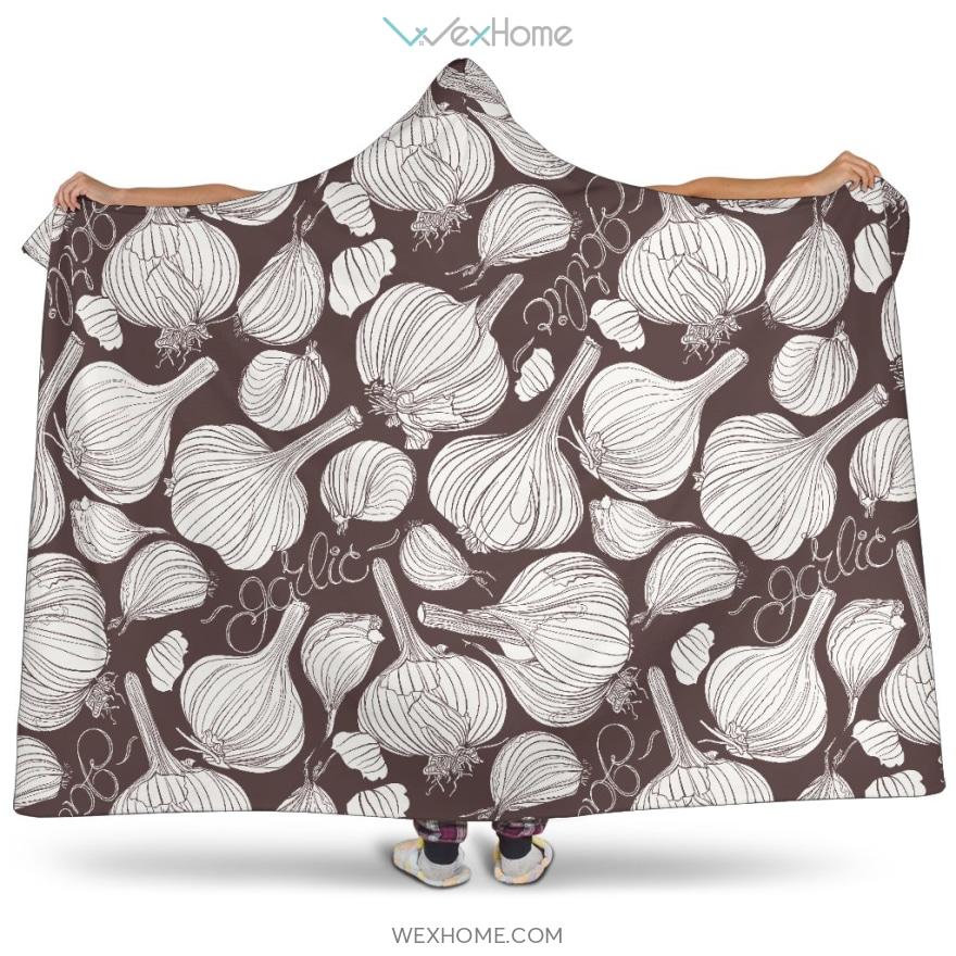 Garlic Bulb Dark Background Hooded Blanket