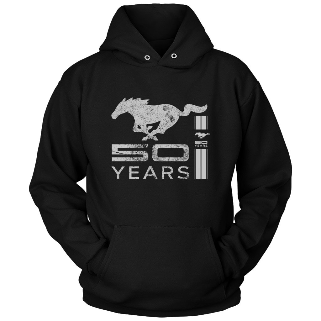 Ford Mustang 50 Years Silver Logo Unisex Hoodie T-Shirt