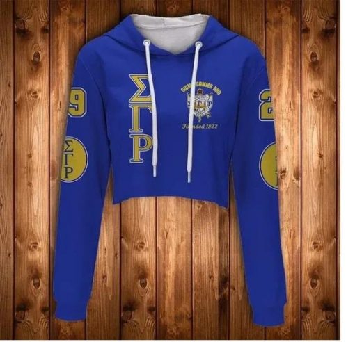 Sigma Gamma Rho Founded 1922 Soror Inc Emblem Crop Top Hoodie