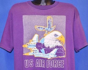 80s United States Of America Air Force Bald Eagle F-15 T-shirt Extra  Vintage Tee 8291