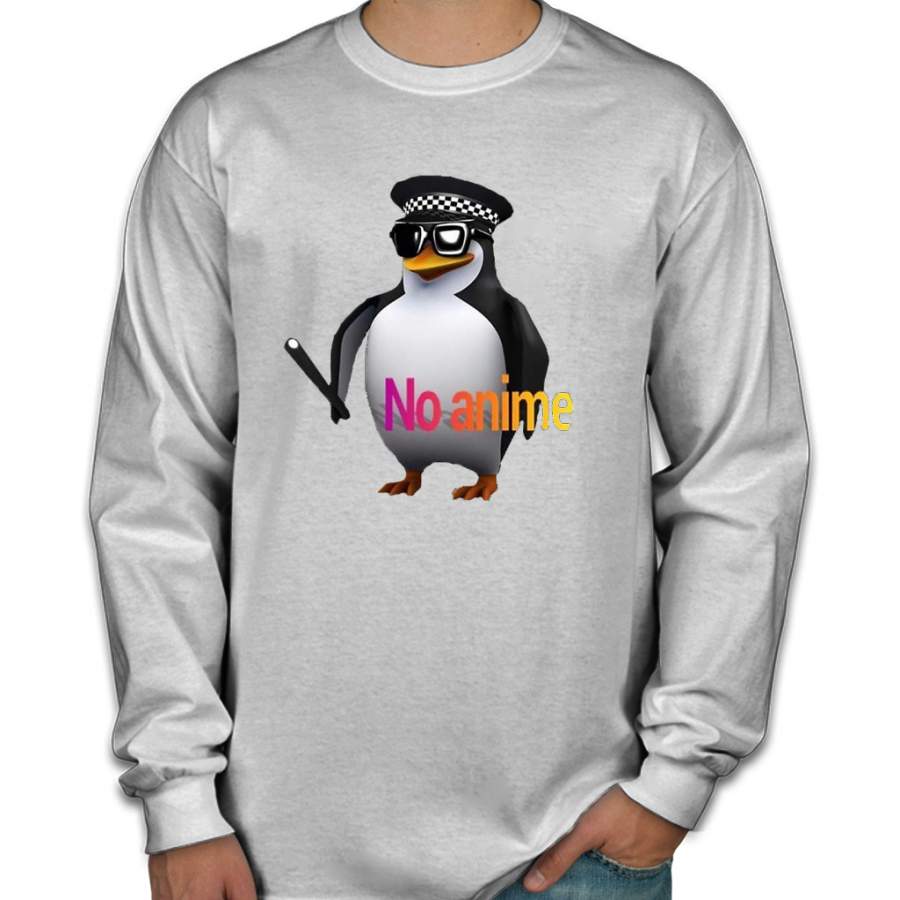 No Anime Penguin Men Long Sleeve Shirt