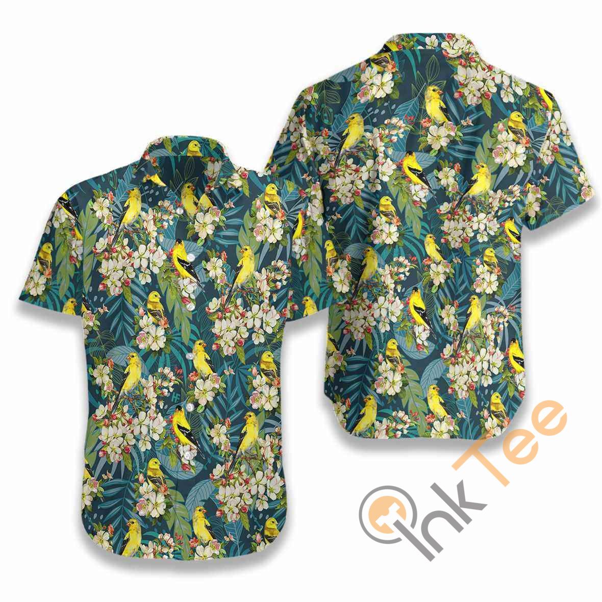 Goldfinches And Apple Blossoms Painting Art Hawaii Shirts Ha2766