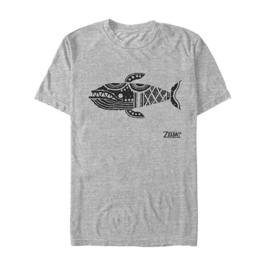 Link’s Awakening Whale Glyph – Legend of Zelda Nintendo T-Shirt, Heather Grey