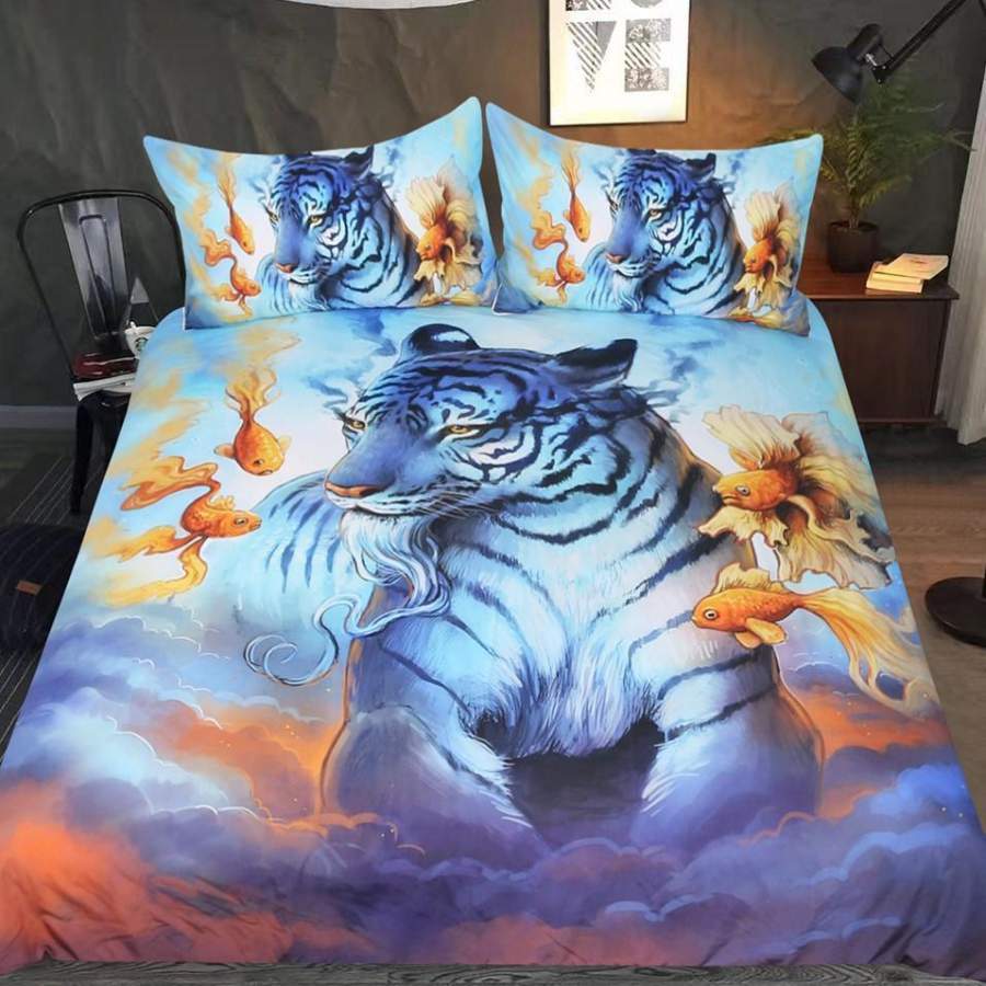 Dream Tiger And Fishess 3D Customize Bedding Set Duvet Cover SetBedroom Set Bedlinen