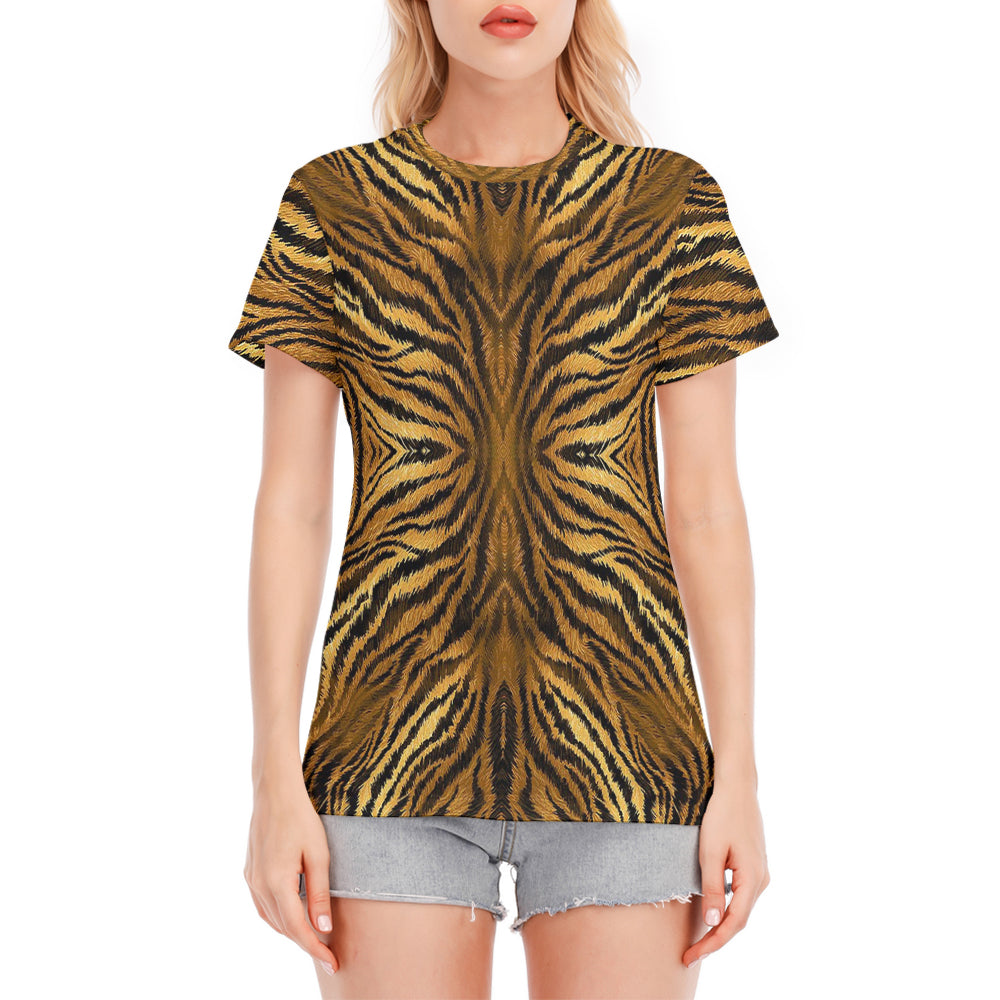 Tiger Skin Print Round Neck T-Shirt